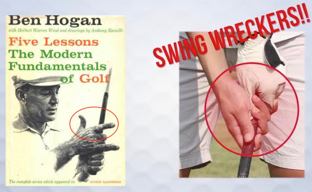 Golfer using Grip Secret mid-swing to train release and increase distance
