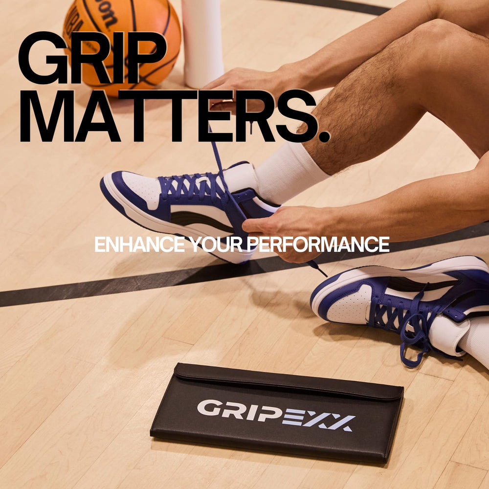 GRIPEXX underside close-up showing non-slip leather bottom for stable court placement