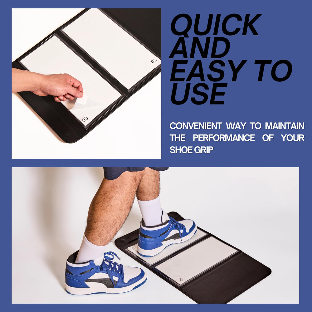 GRIPEXX mat in use as player steps on pad for instant shoe grip before game