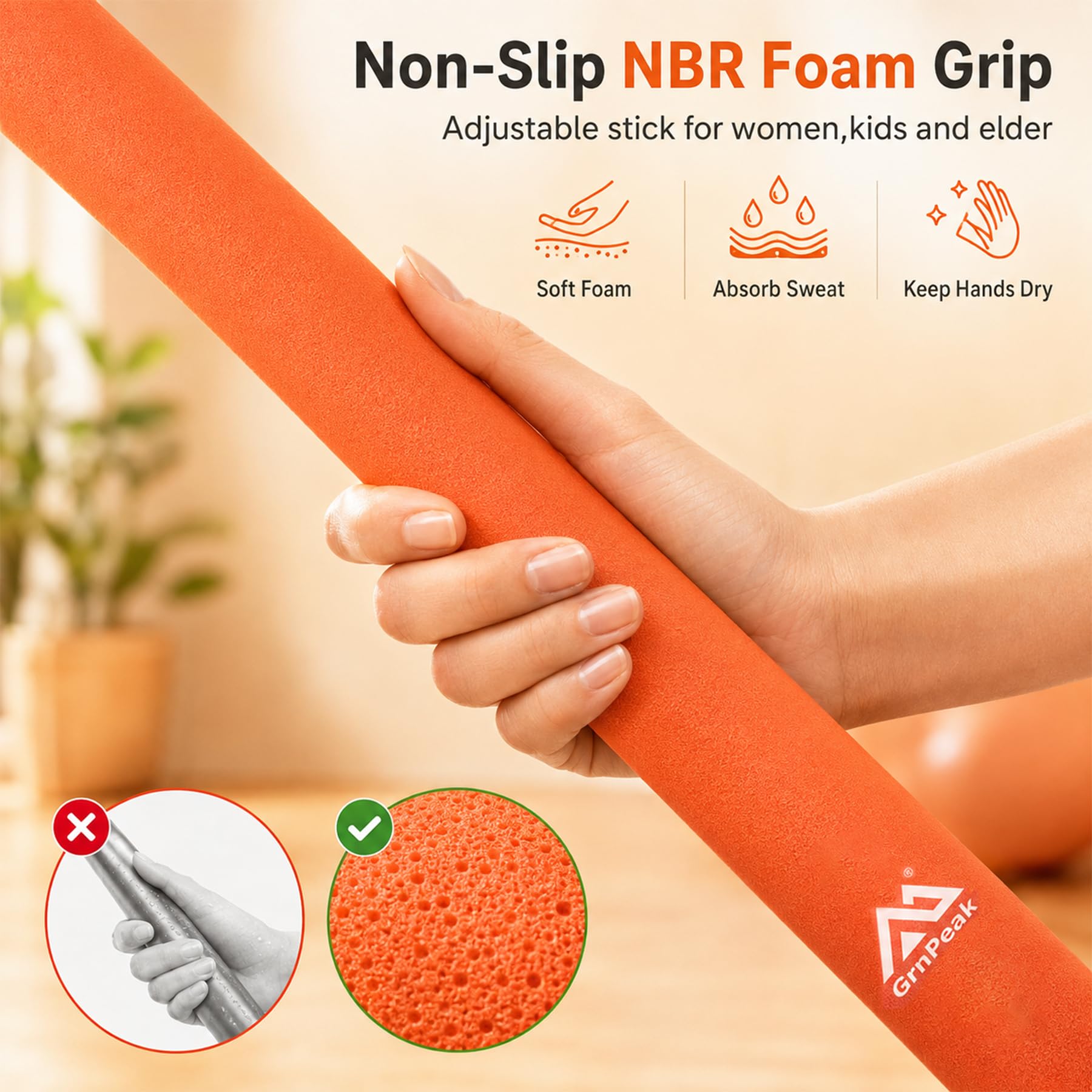 grnpeak yoga stick in use demonstrating shoulder stretch and guided alignment benefits