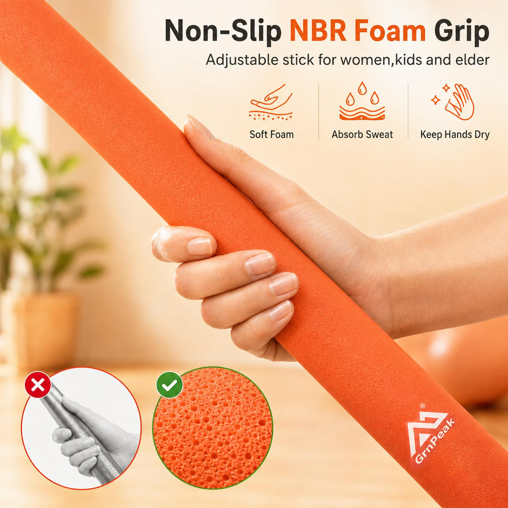 grnpeak yoga stick in use demonstrating shoulder stretch and guided alignment benefits