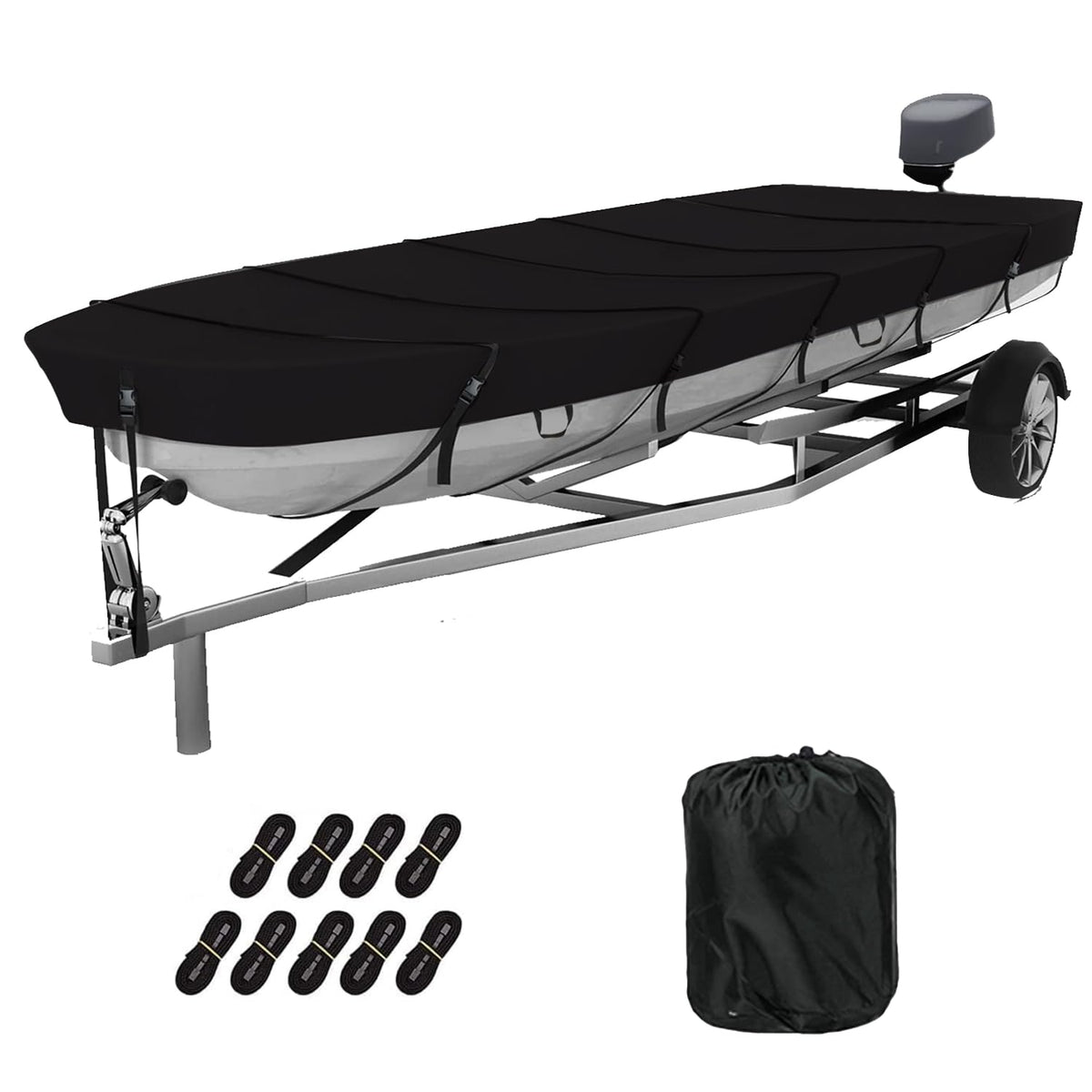 GrondNictory front view of jon boat cover showing full protection and fit