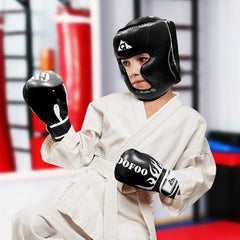 GROOFOO headgear worn during sparring demonstrating secure fit and mobility