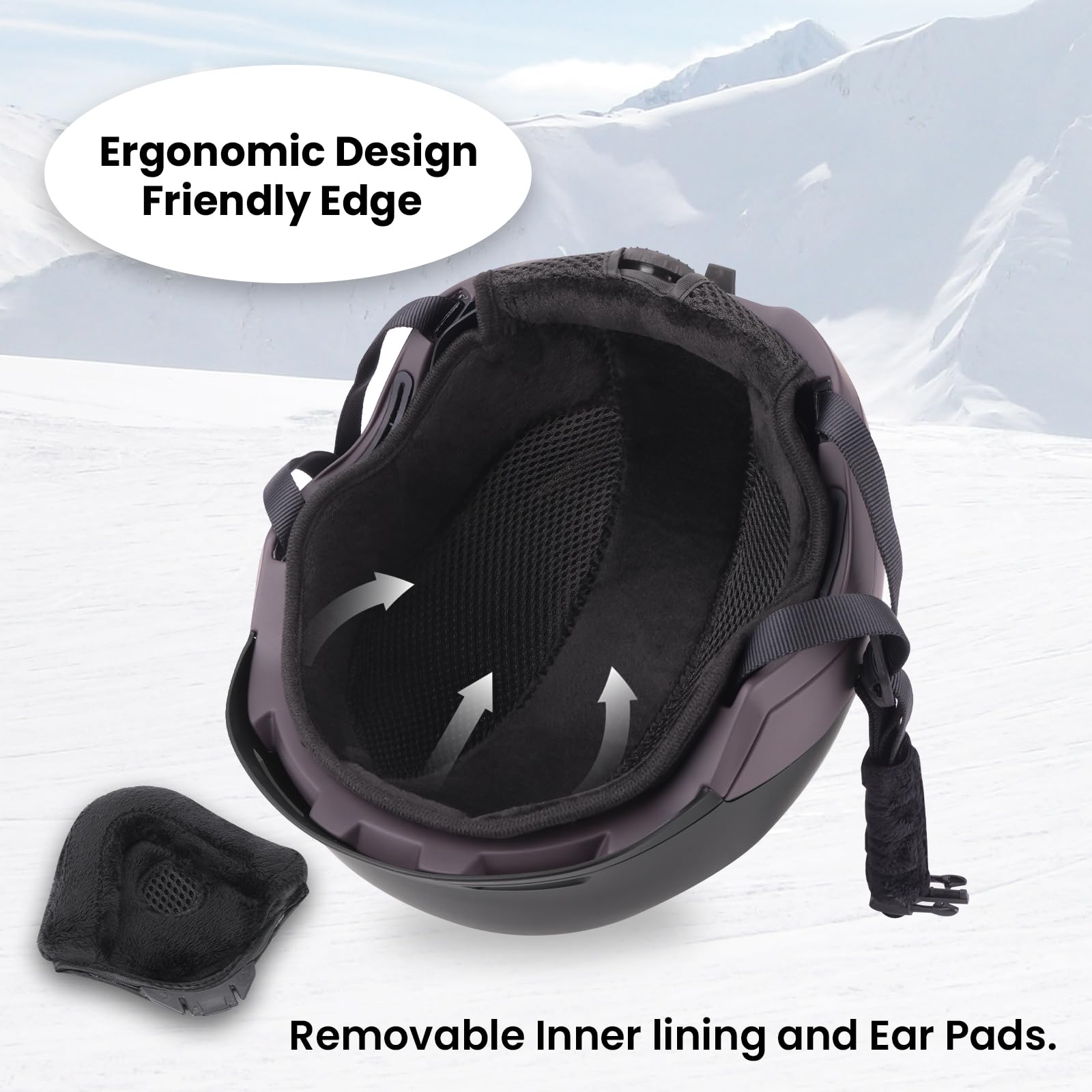 GROTTICO helmet with goggles in snowy setting for real-world use