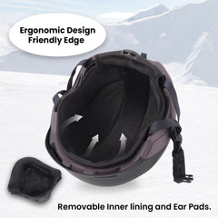 GROTTICO helmet with goggles in snowy setting for real-world use
