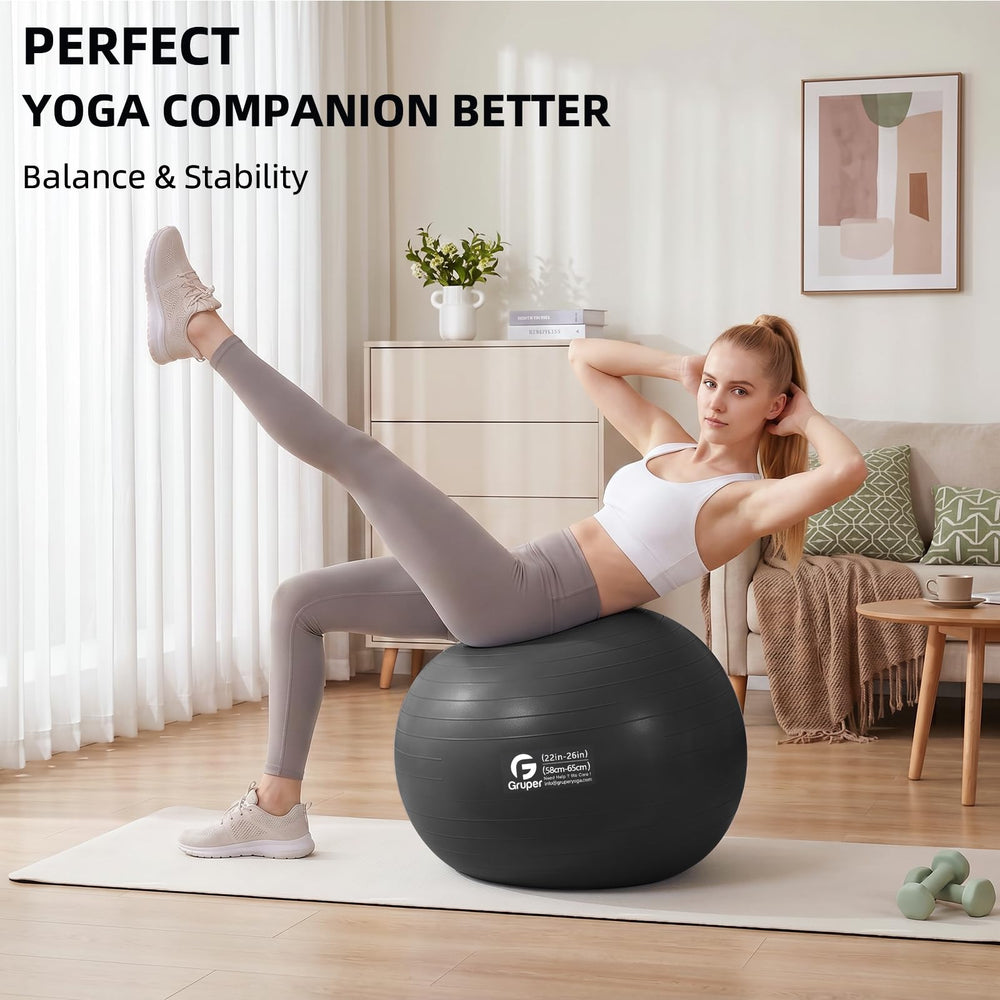 Gruper exercise ball assortment of colors displayed to match home or studio decor