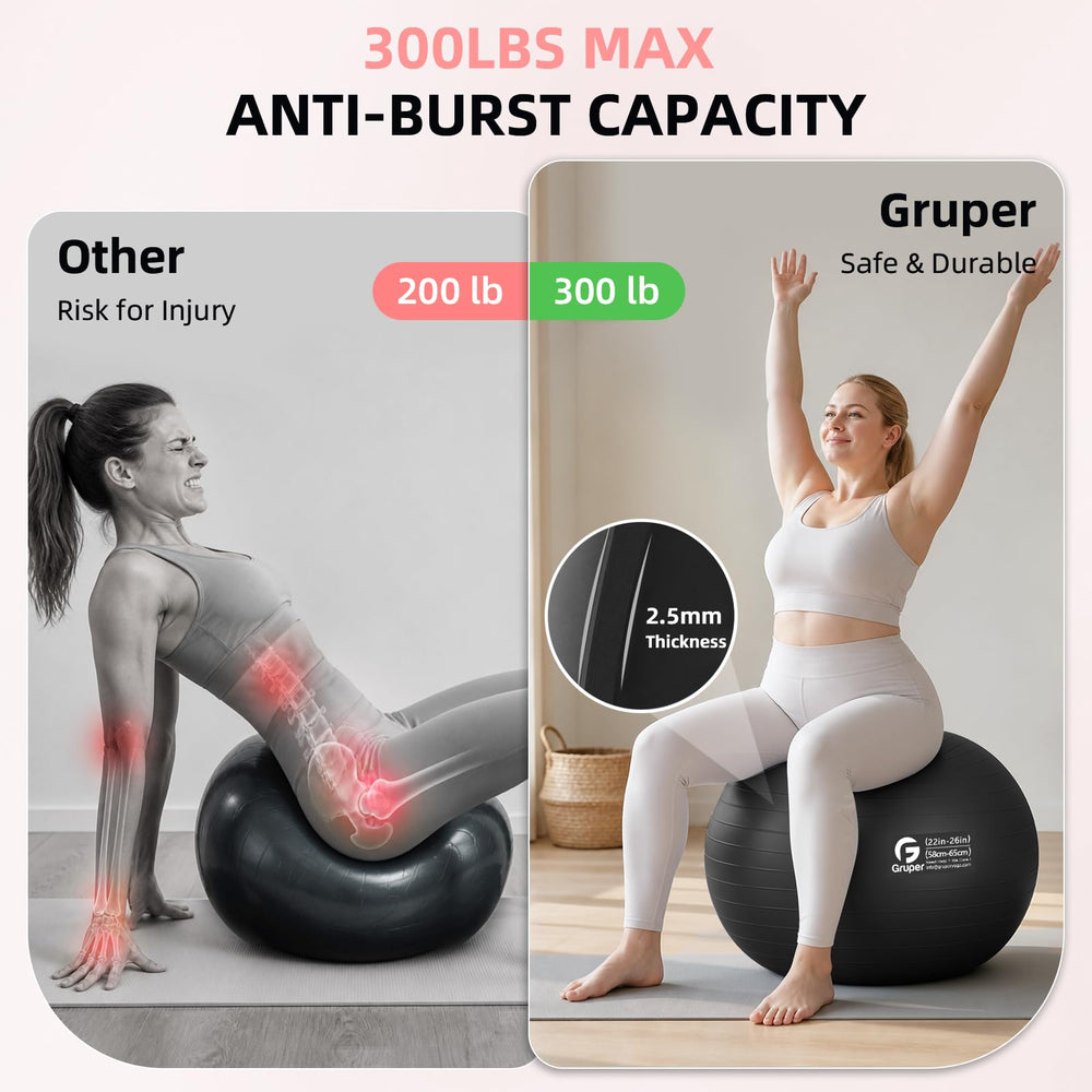 Gruper exercise ball in Pilates use demonstrating core strengthening and balance benefit