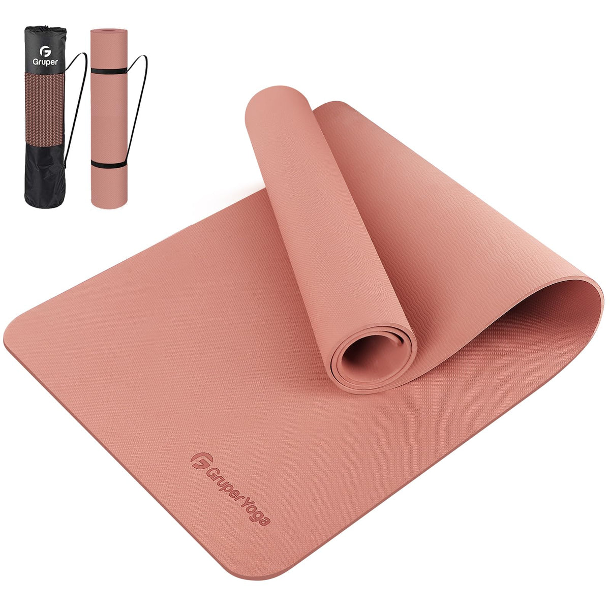 Gruper yoga mat front view showing full size and stable grip for confident practice