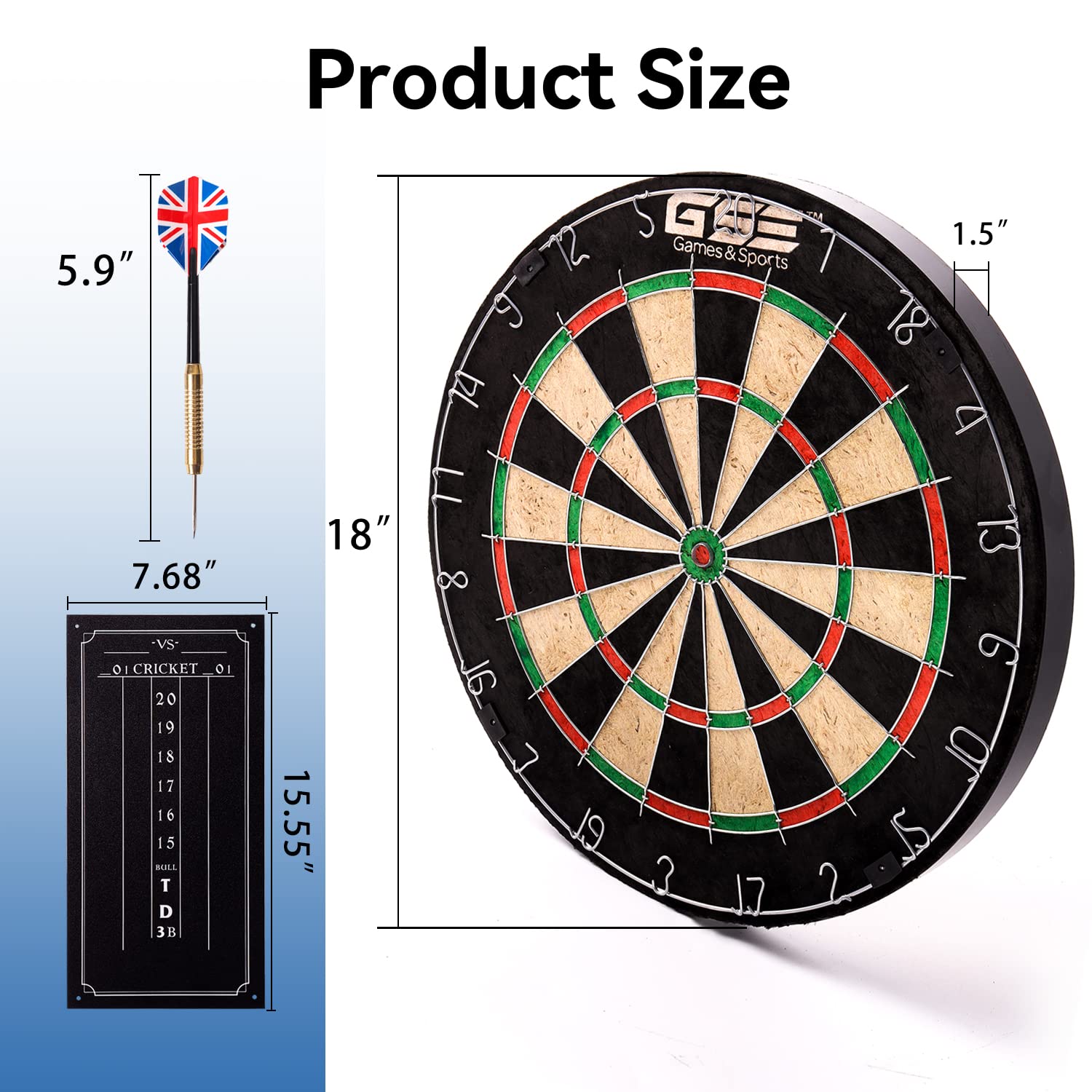 GSE bristle dartboard close-up of inner bullseye with reduced bounce-outs benefit