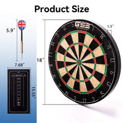 GSE bristle dartboard close-up of inner bullseye with reduced bounce-outs benefit