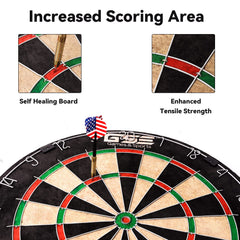 GSE bristle dartboard with six 17g steel darts and chalk scoreboard for immediate play