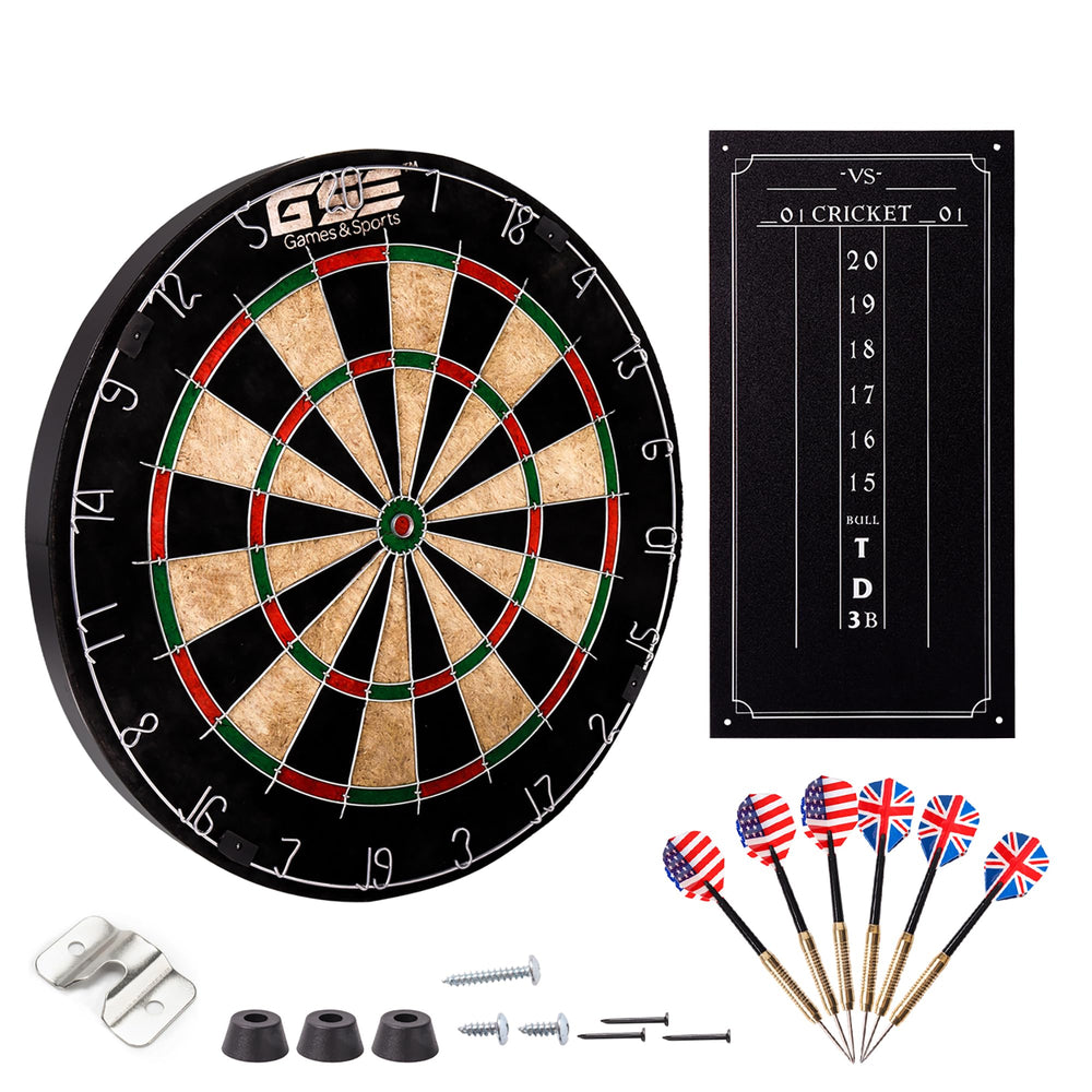 GSE bristle dartboard front view showing full tournament face and clear scoring