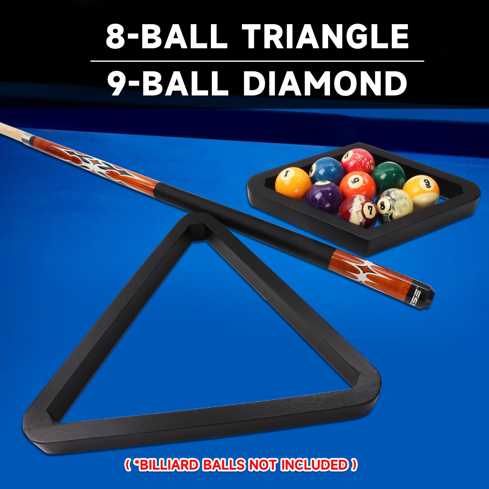 GSE Deluxe 9-ball diamond holding balls to illustrate proper fit and consistent breaks