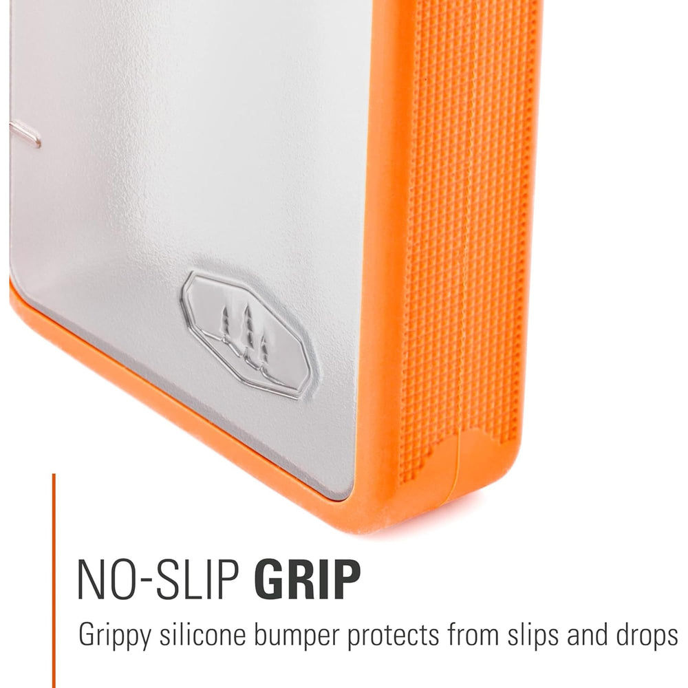 GSI Outdoors Boulder Flask held in hand to show scale and lightweight packability benefit