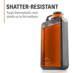 GSI Outdoors flask held in hand to show 10 oz scale and ergonomic curve benefit