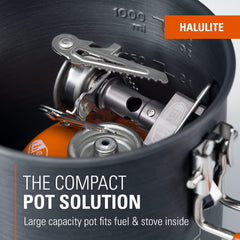 GSI Outdoors Halulite Boiler folding handle detail for safe pouring benefit