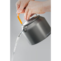 GSI Outdoors kettle top and spout open for easy pouring and quick service benefit