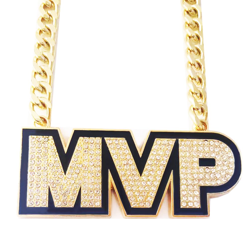 guancrown front view pendant showing MVP letters and gold shine