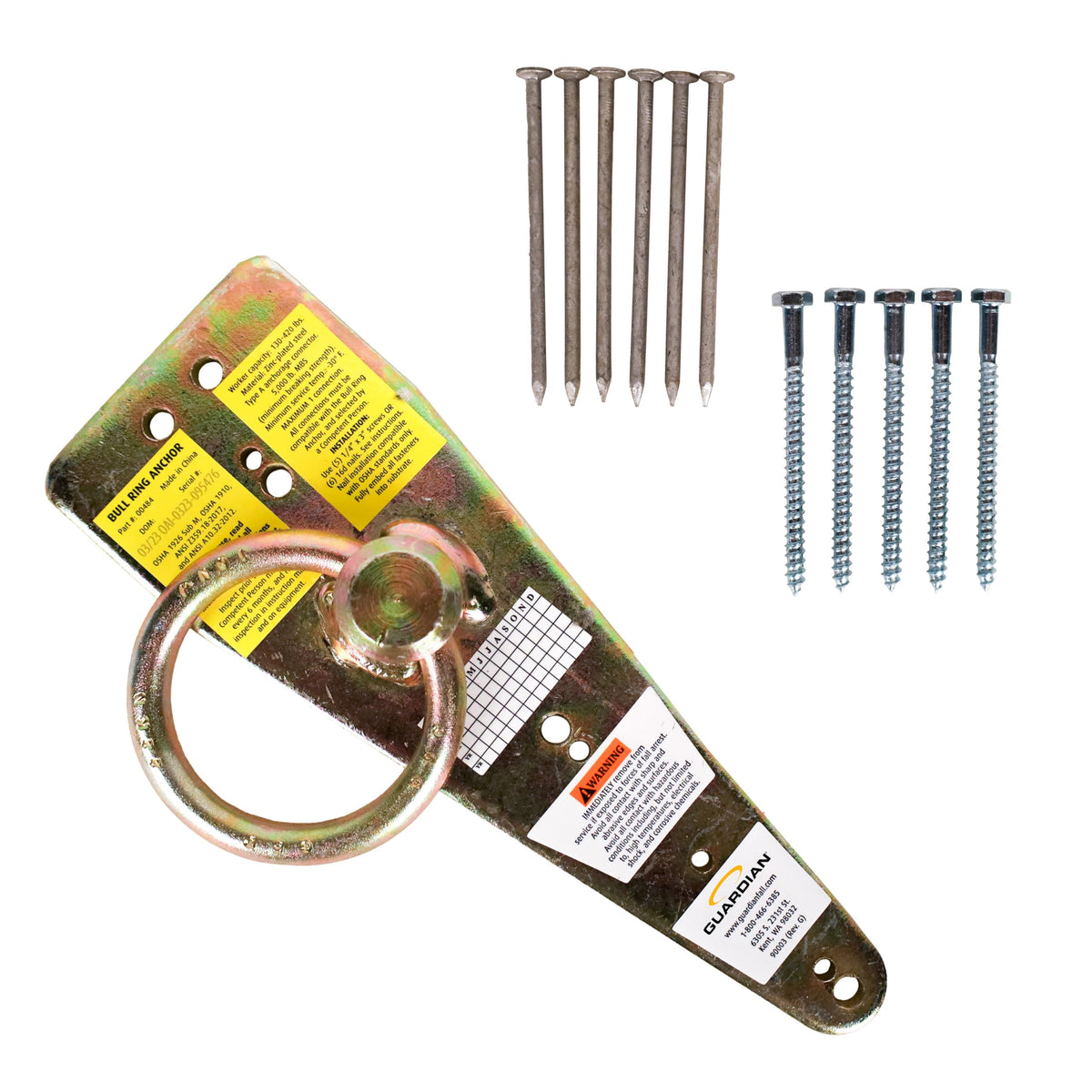 Guardian bull ring front view showing anchor shape and mounting holes, durable attachment