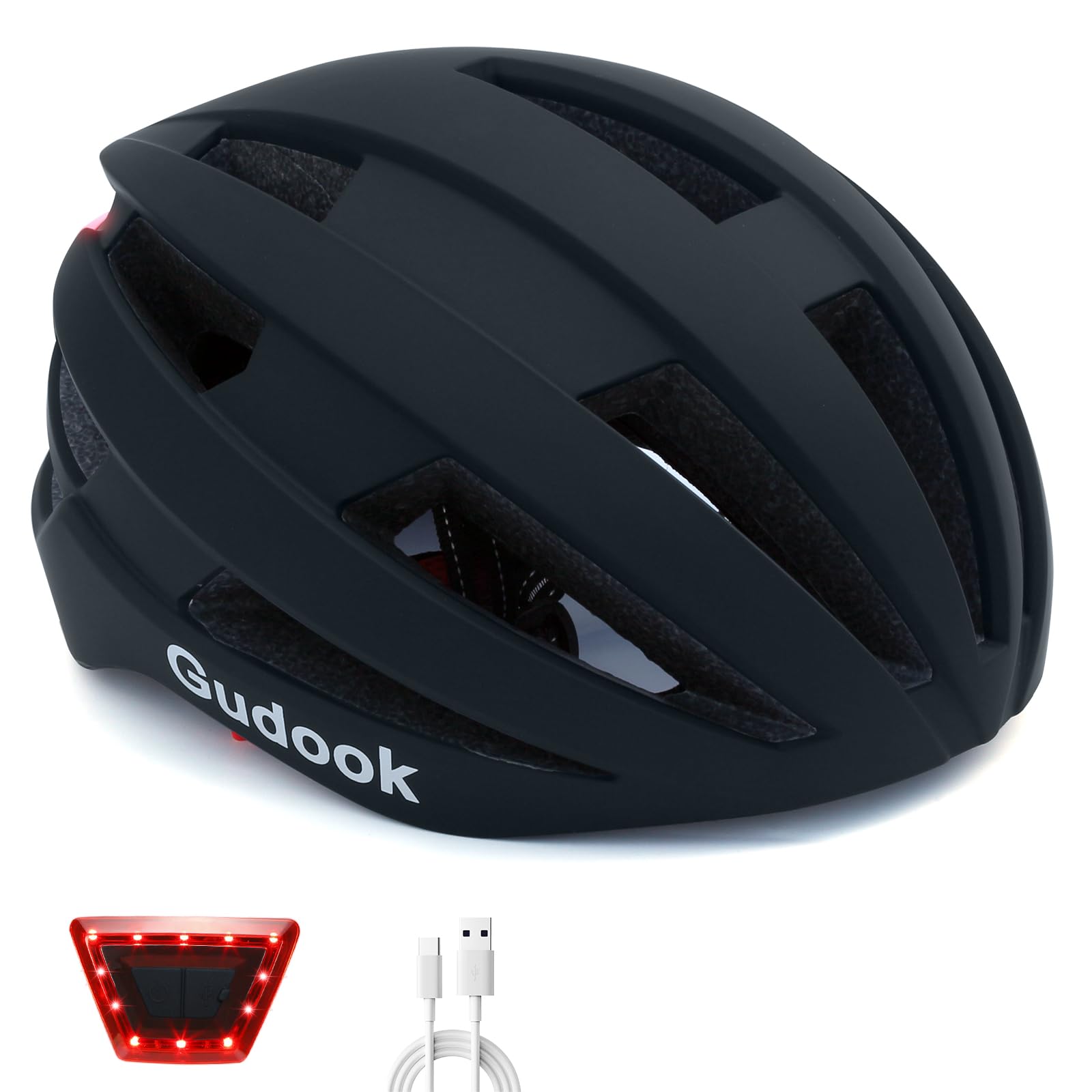 Gudook helmet front view showing sleek shell and ventilation, increasing rider safety