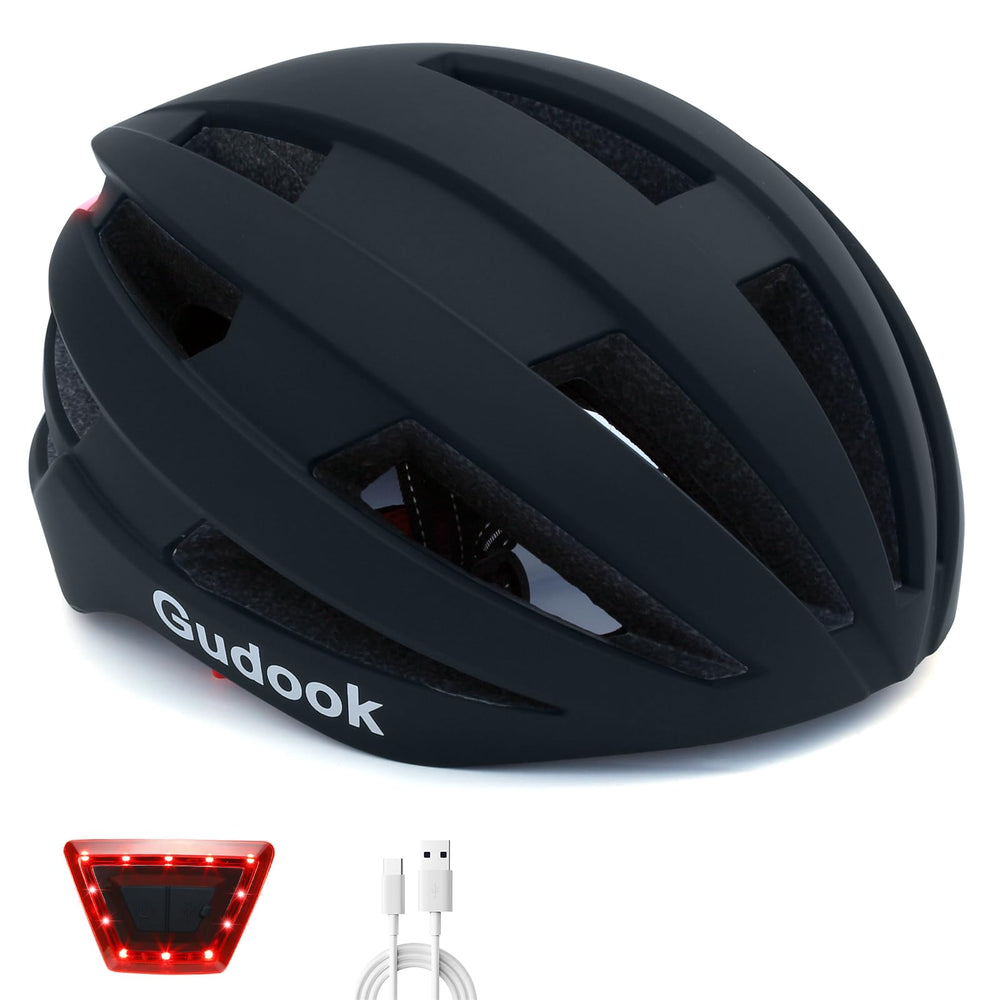 Gudook helmet front view showing sleek shell and ventilation, increasing rider safety