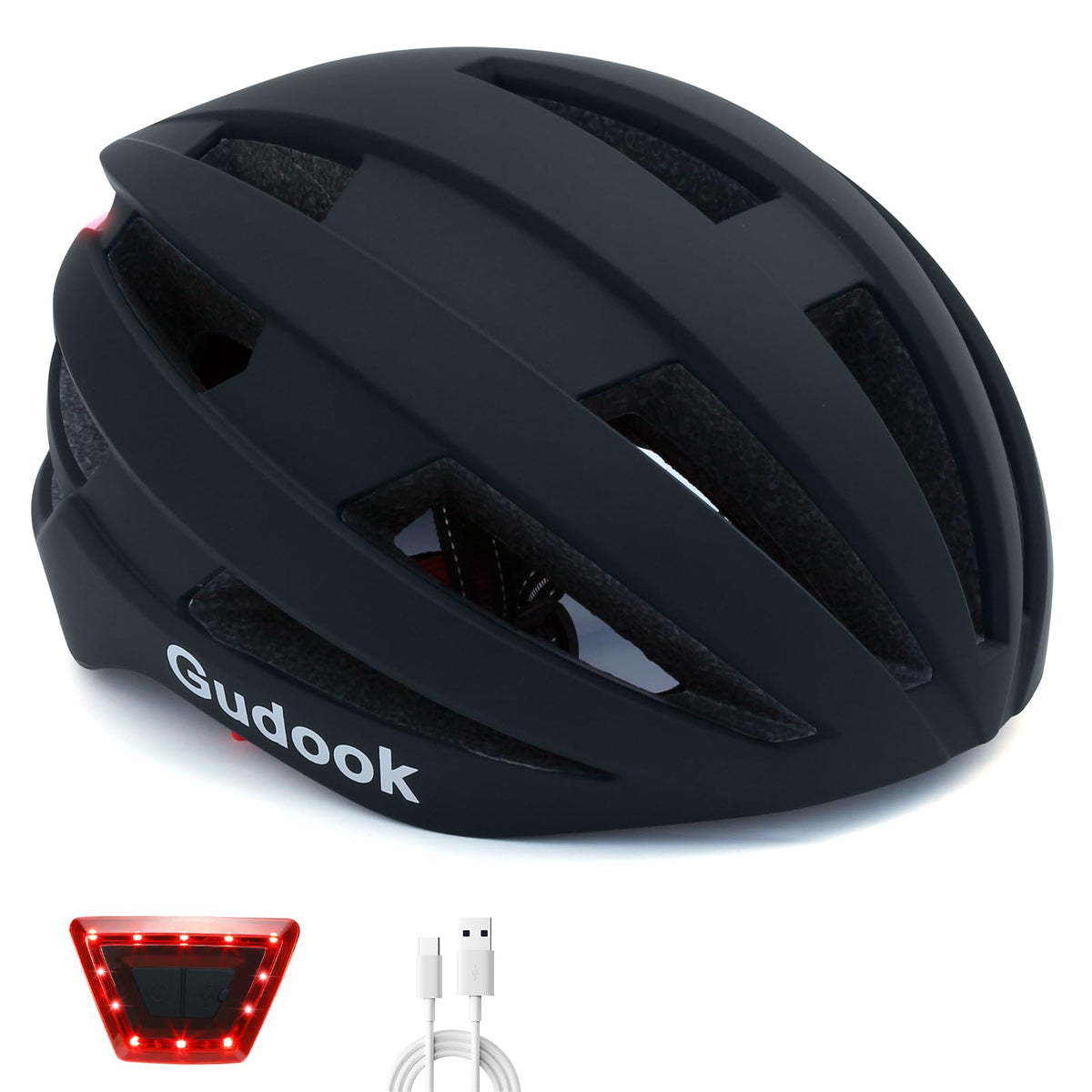 Gudook helmet front view showing sleek shell and ventilation, increasing rider safety