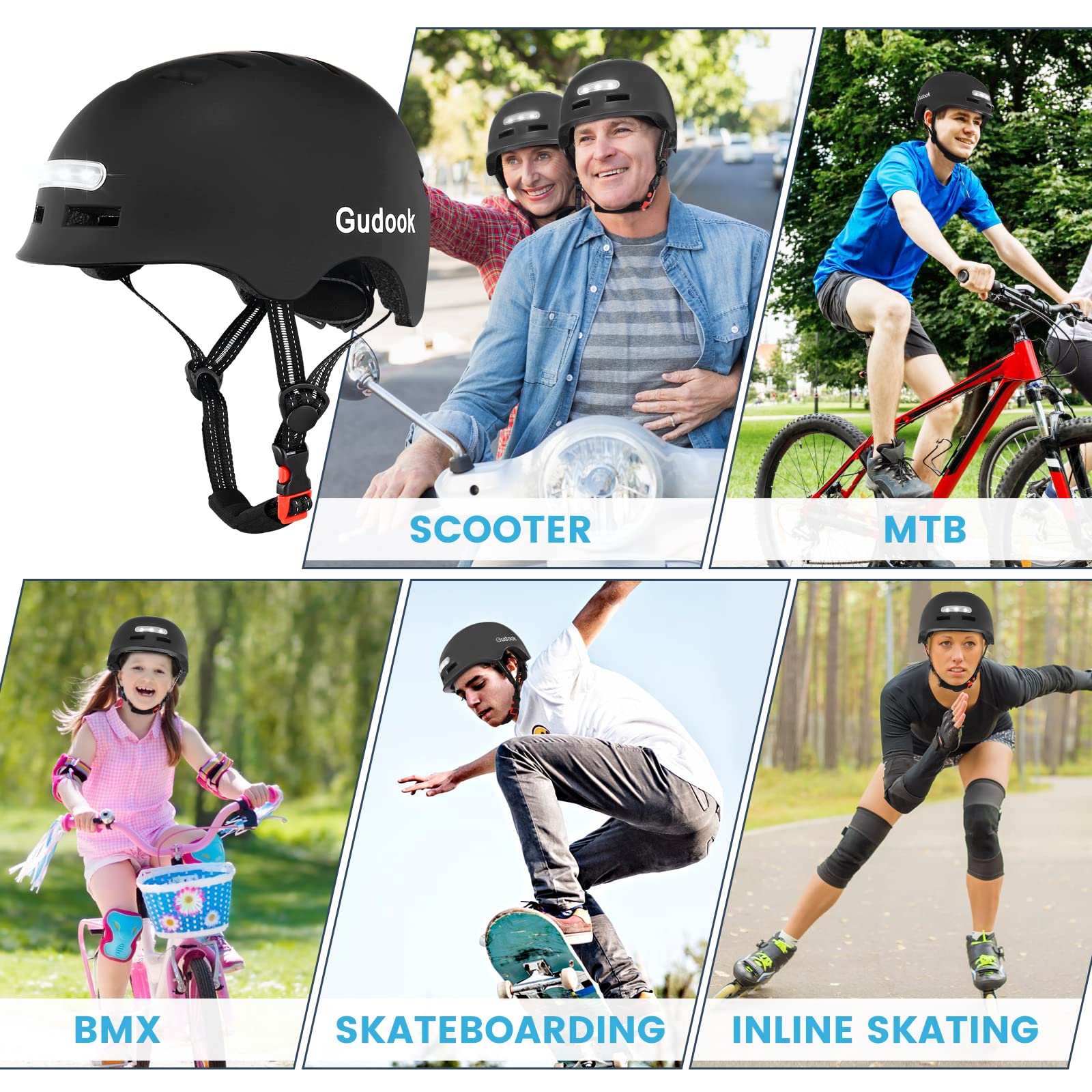 Gudook helmet on commuter wearing bike for safer urban travel benefit