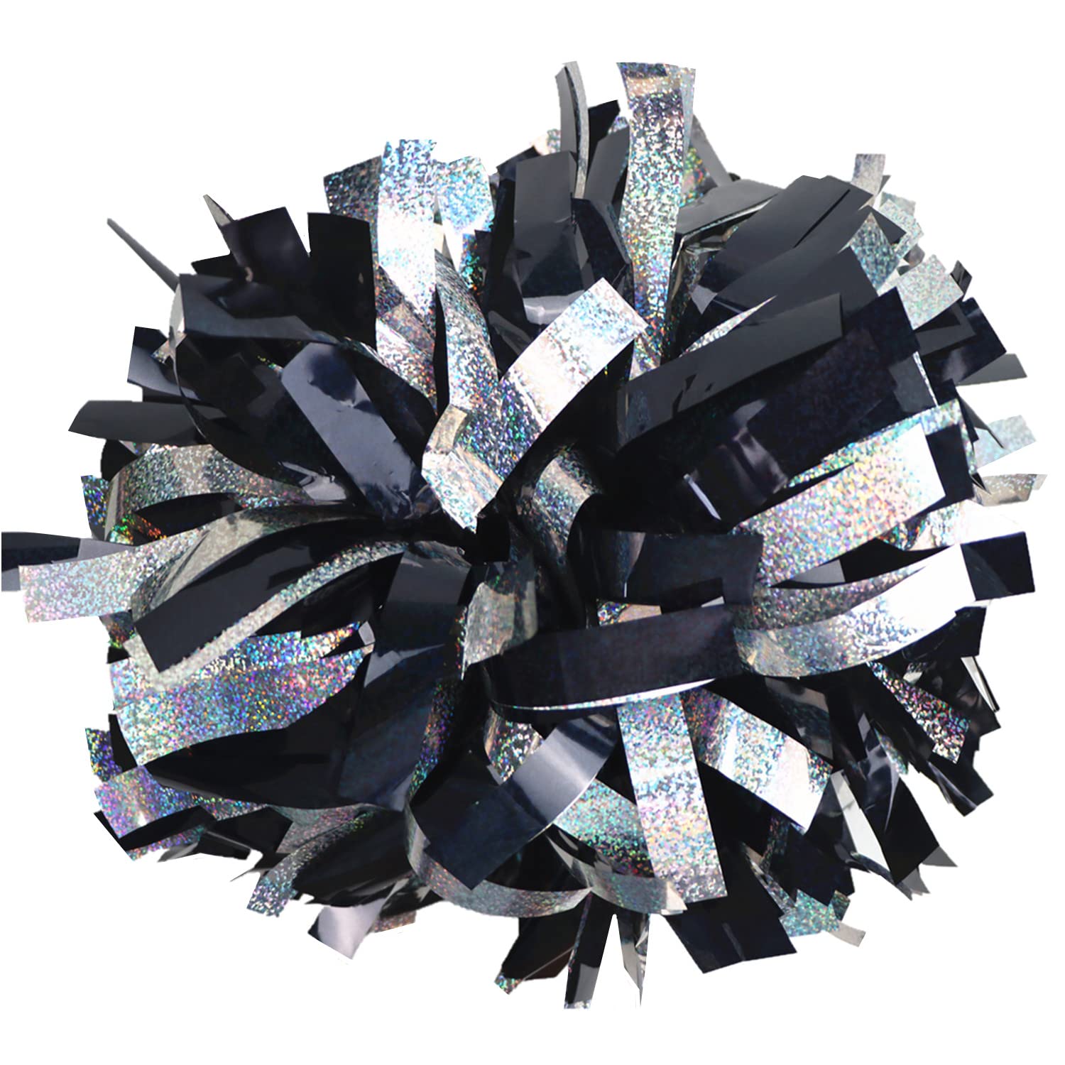 GUIFIER black and silver pom poms front view showing bold contrast and team visibility