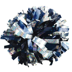 GUIFIER front view holographic navy blue and silver pom poms showing vibrant shine