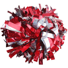 GUIFIER front view red and silver pom poms showing bright colors and team visibility