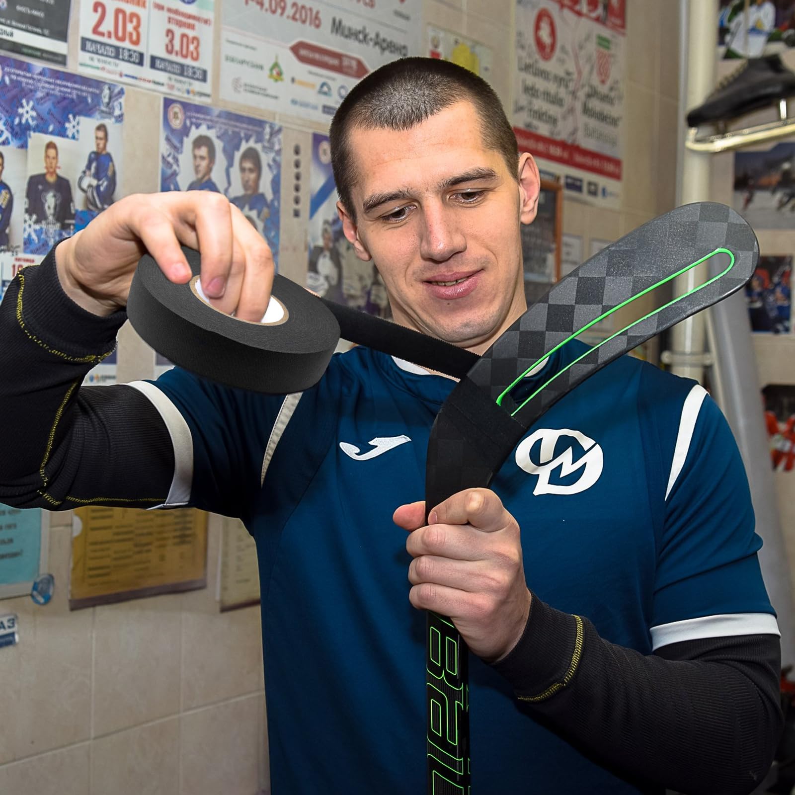 Guirnd hockey tape wrapped on a hammer handle enhancing grip and comfort