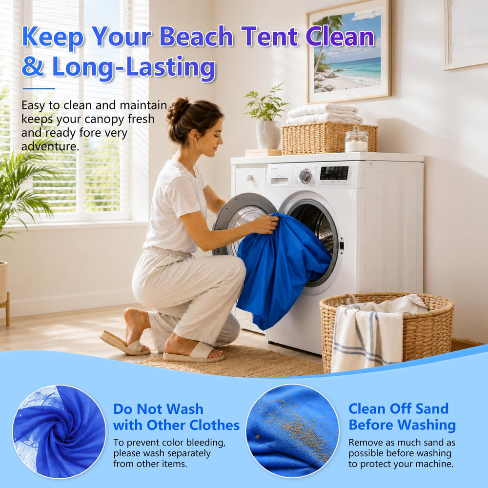 GWYNEXAC family using the tent at the beach for comfortable group shade