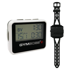 Gymboss front view white gray showing display and loud alert, clear outdoors visibility