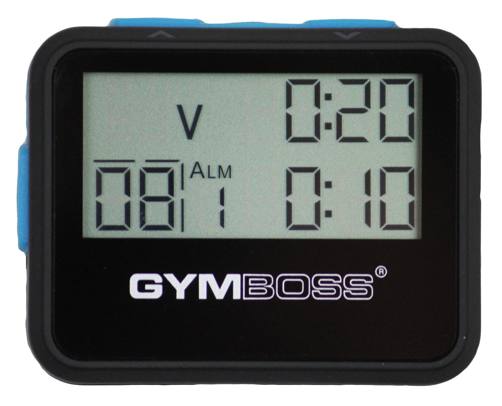 Gymboss attached to watchstrap on wrist showing secure fit and clear vibration feedback