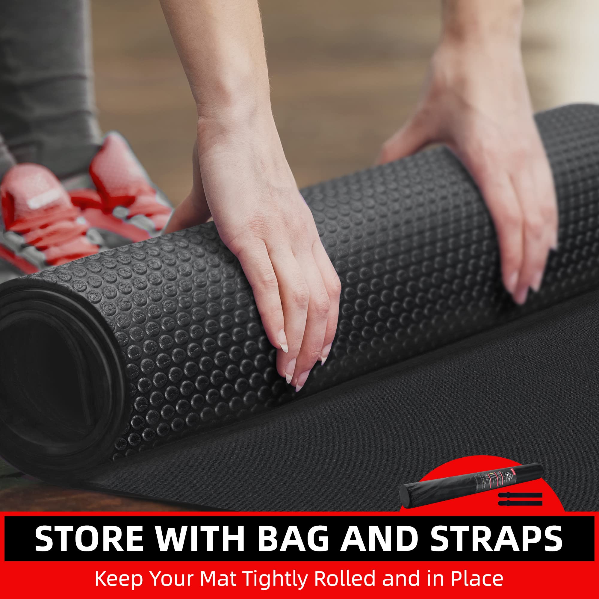 GymCope mat edge close-up revealing 7mm thickness and cushioning