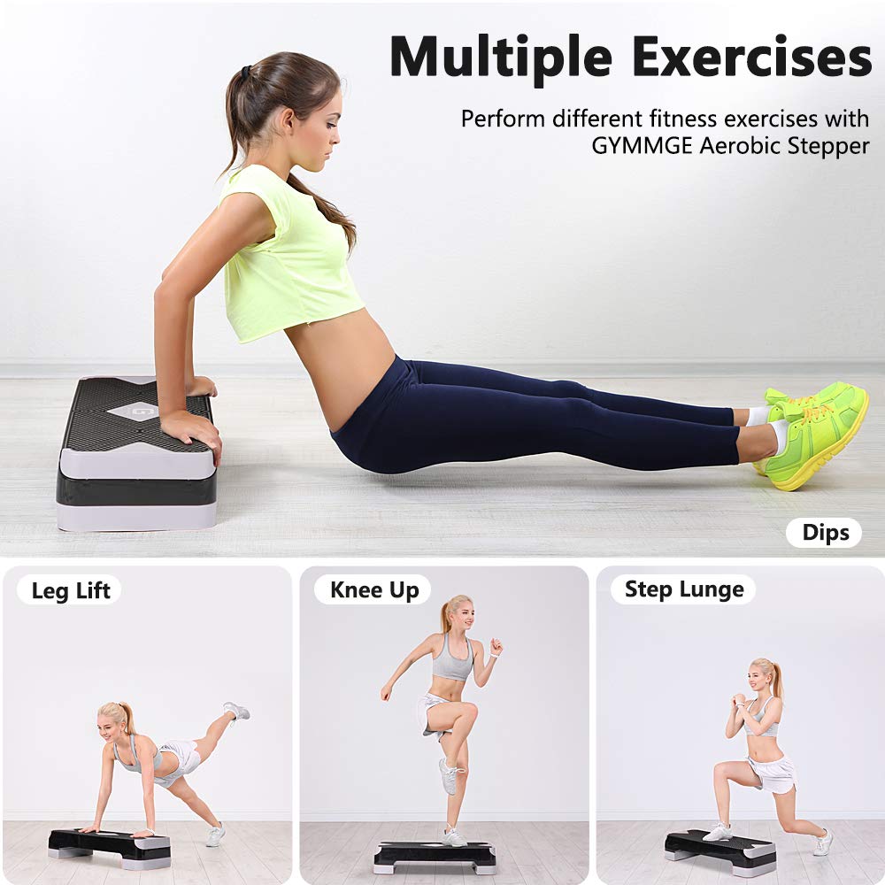 GYMMAGE lifestyle shot in living room showing portable stepper used in home cardio session
