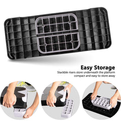 GYMMAGE stacked risers stored under platform for compact storage and easy transport