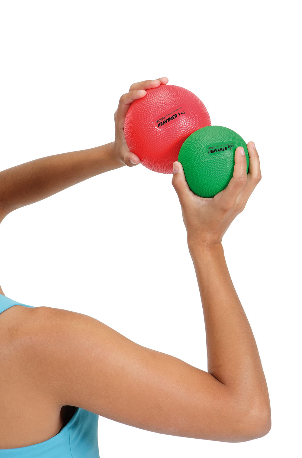 GYMNIC ball next to hand for scale showing 10 cm small-profile training benefit