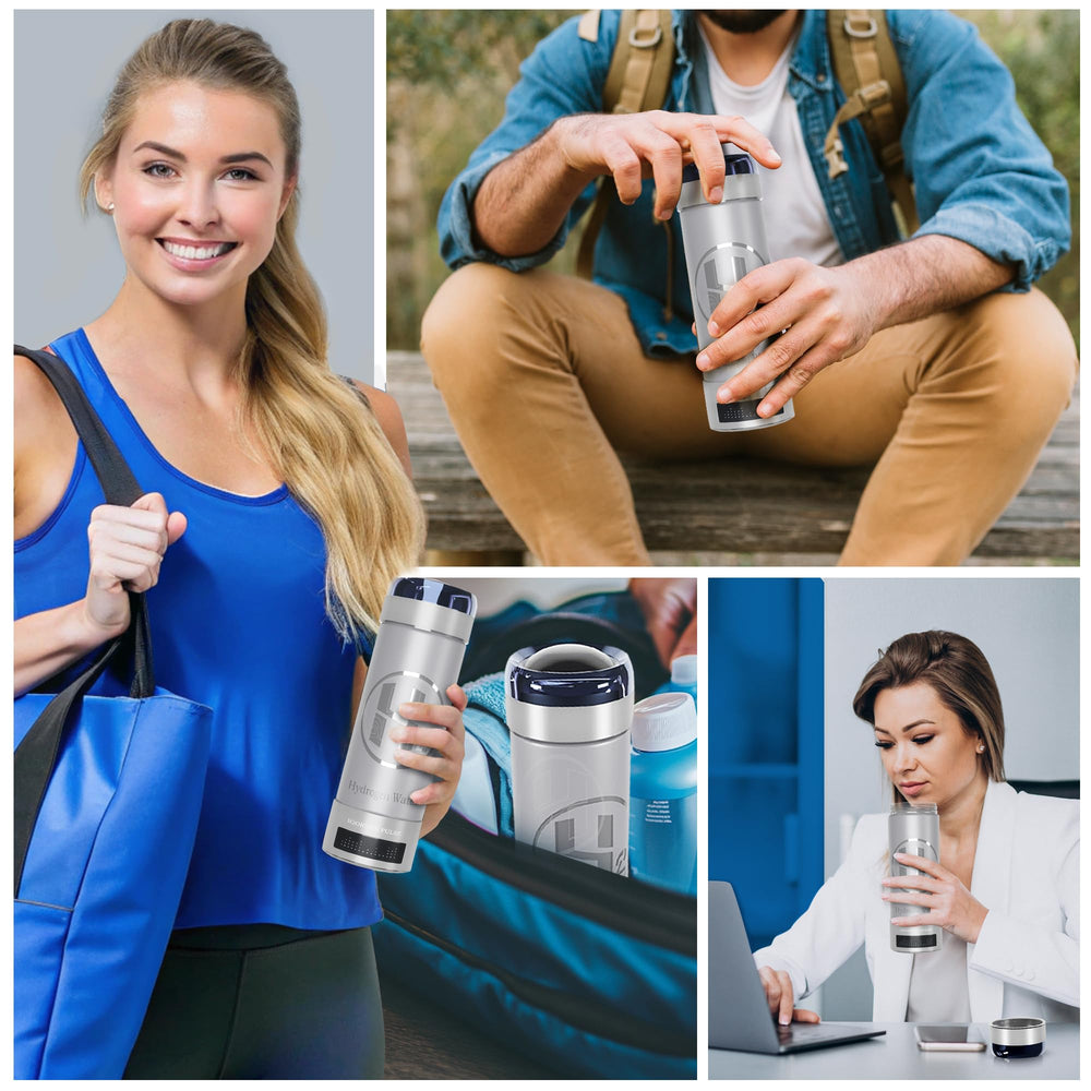 H2ORIGIN PULSE in use outdoors while drinking, portable hydration on the go