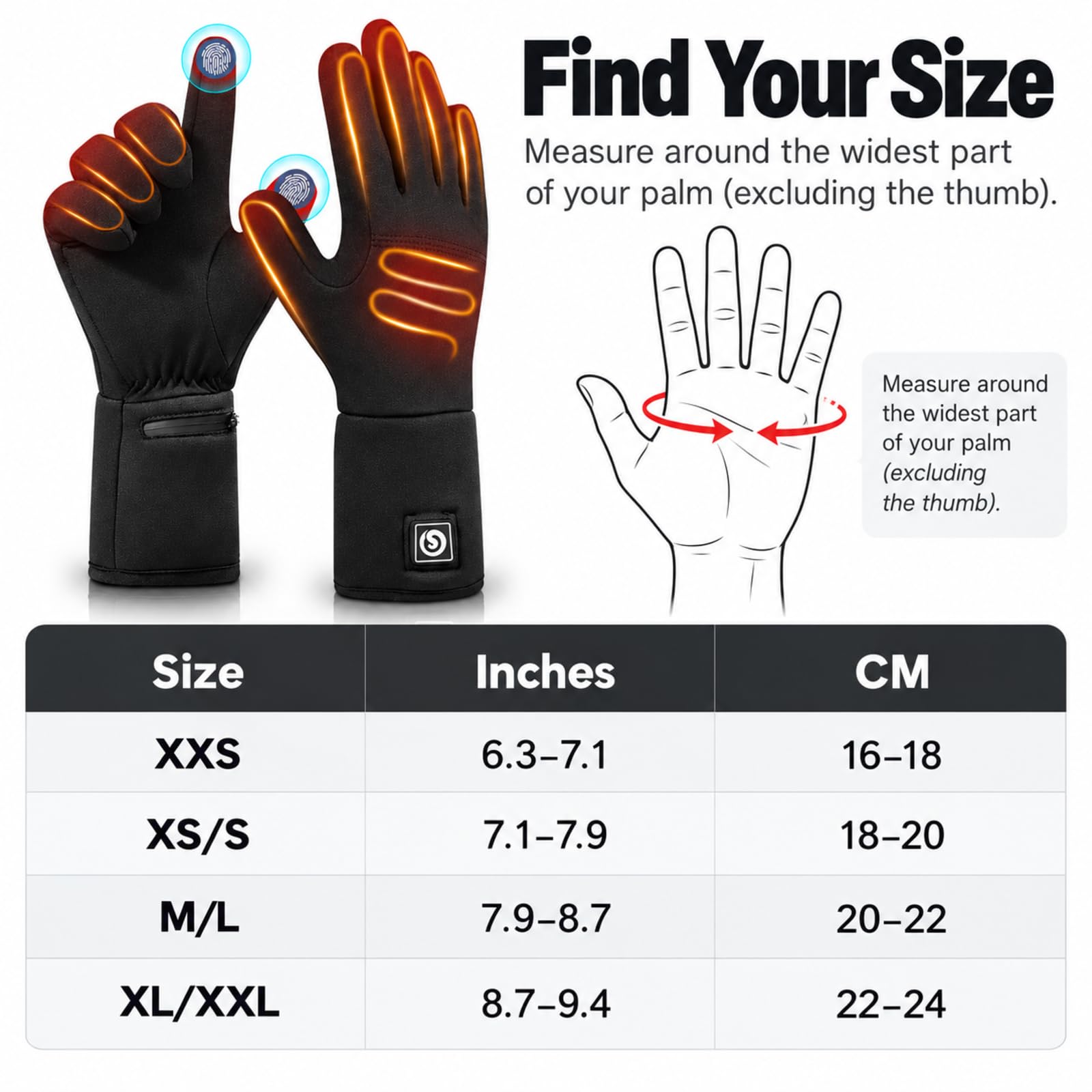 HAEGLAUV size comparison with hand showing thin fit for layering benefit
