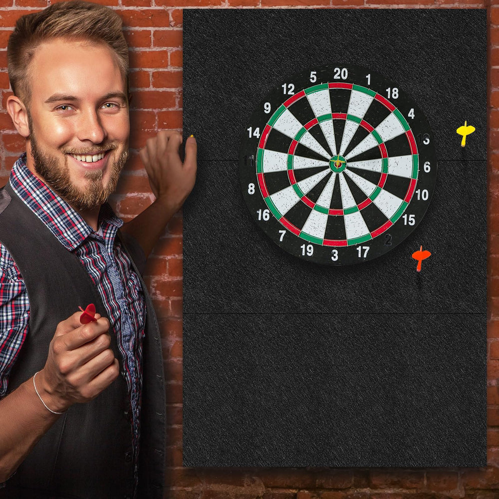 Hahafelt in a game room setting protecting walls and improving dart setup