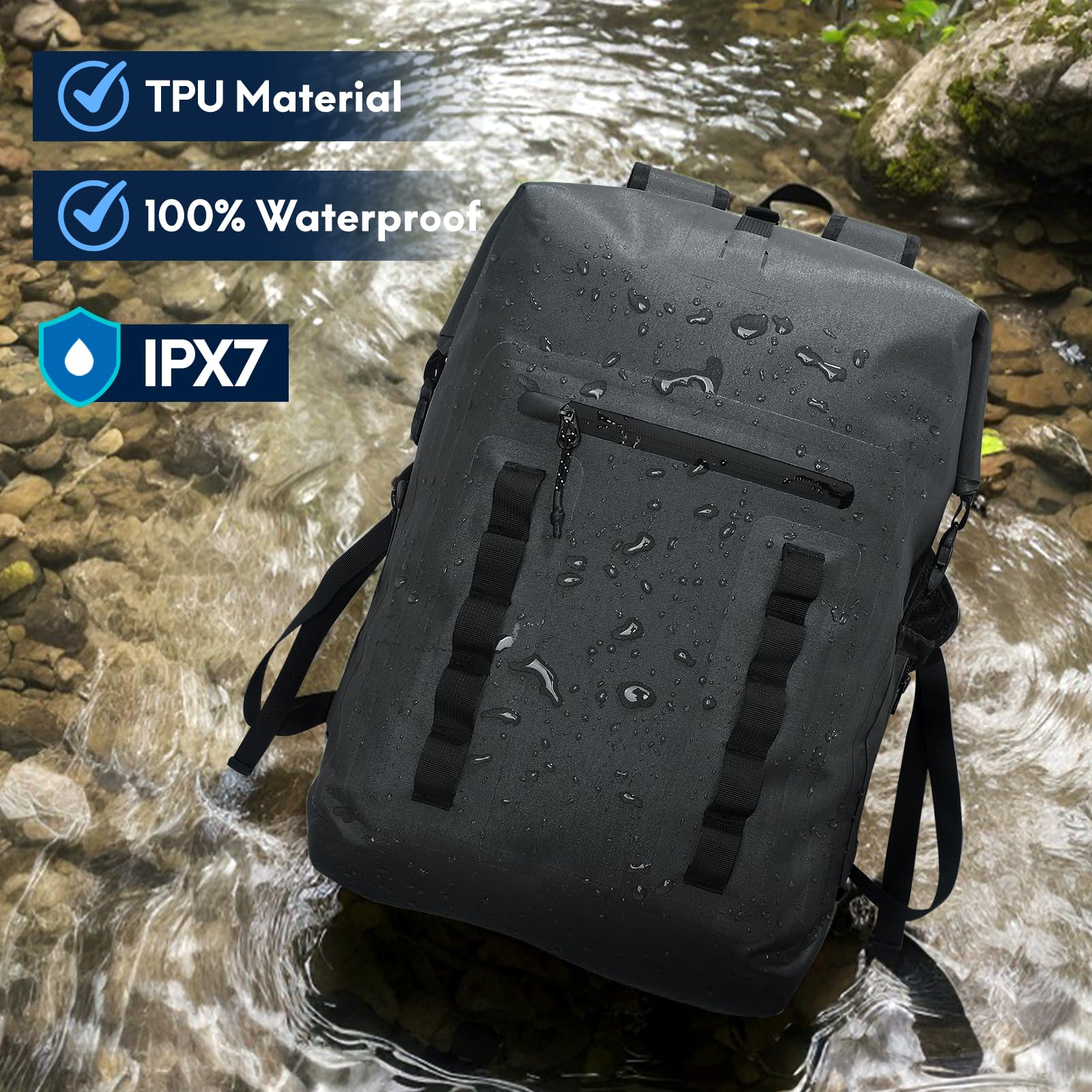 Haimont close-up of TPU material and seam demonstrating durable waterproofing benefit