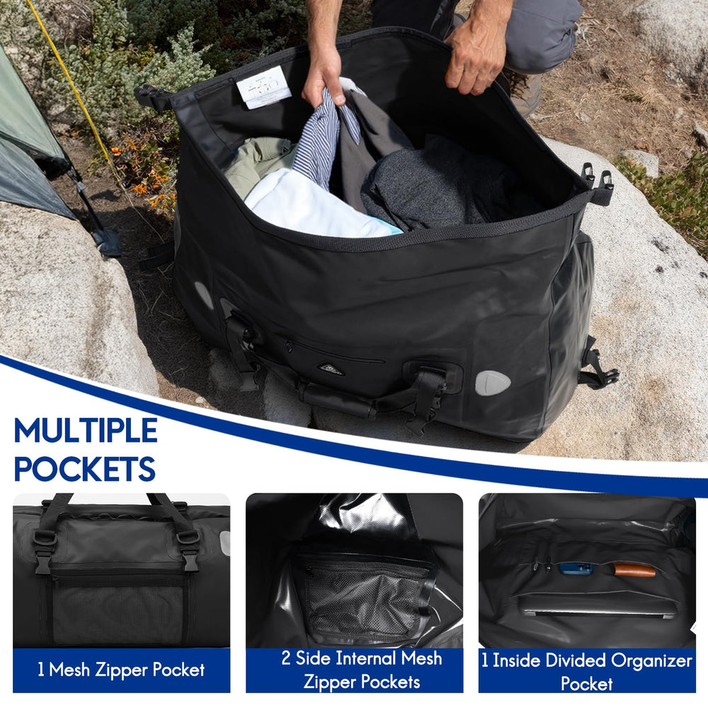 Haimont duffel lashed to kayak deck showing easy water compatibility