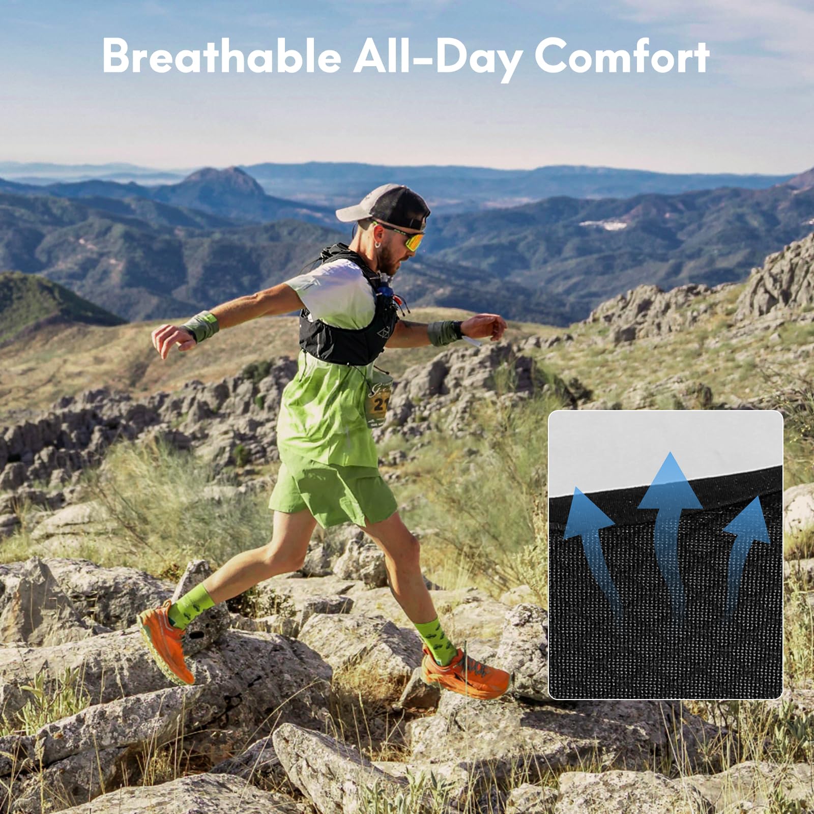Haimont vest worn by runner on trail demonstrating stability and storage