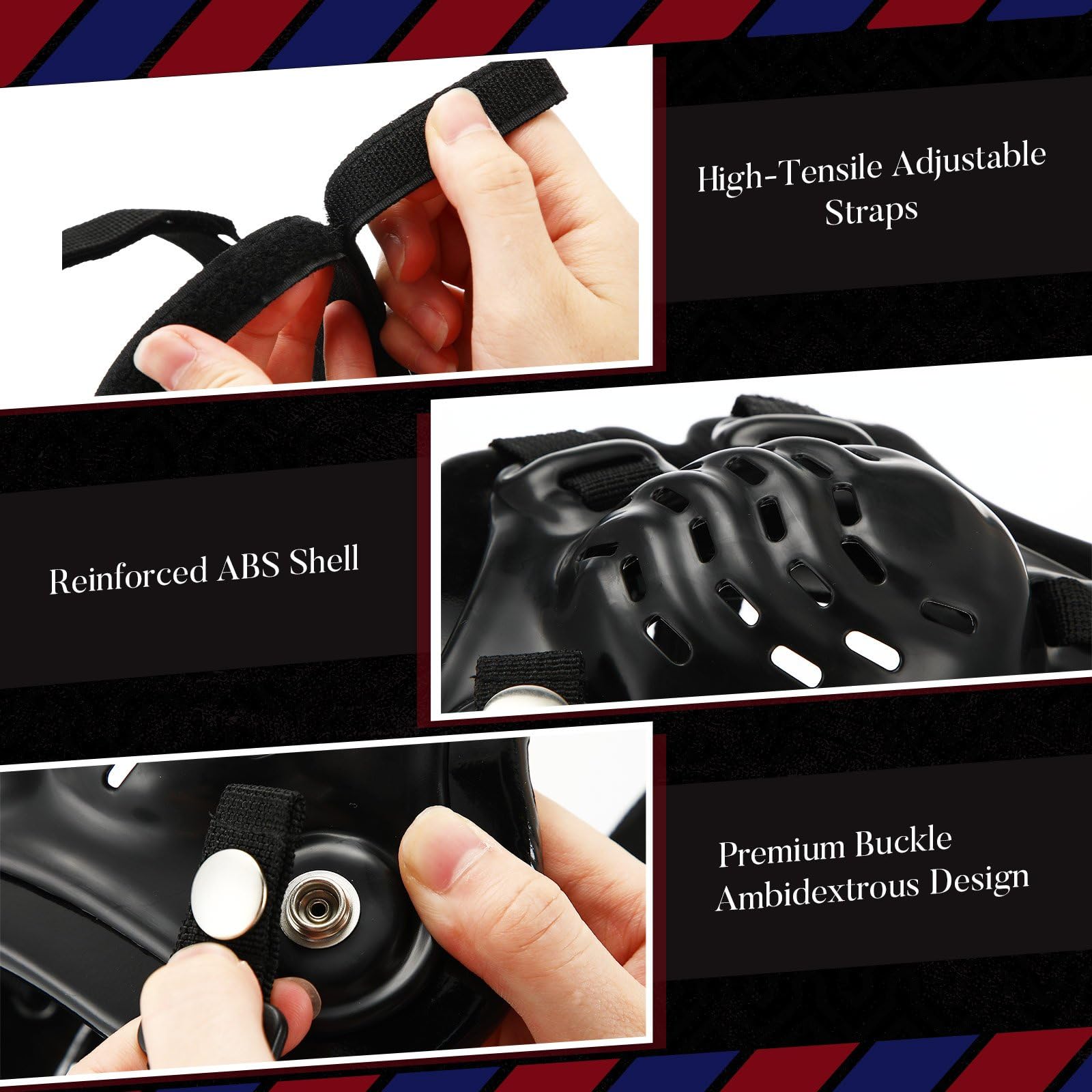 Halloscume chin cup detail highlighting padding and secure fit for reduced abrasions