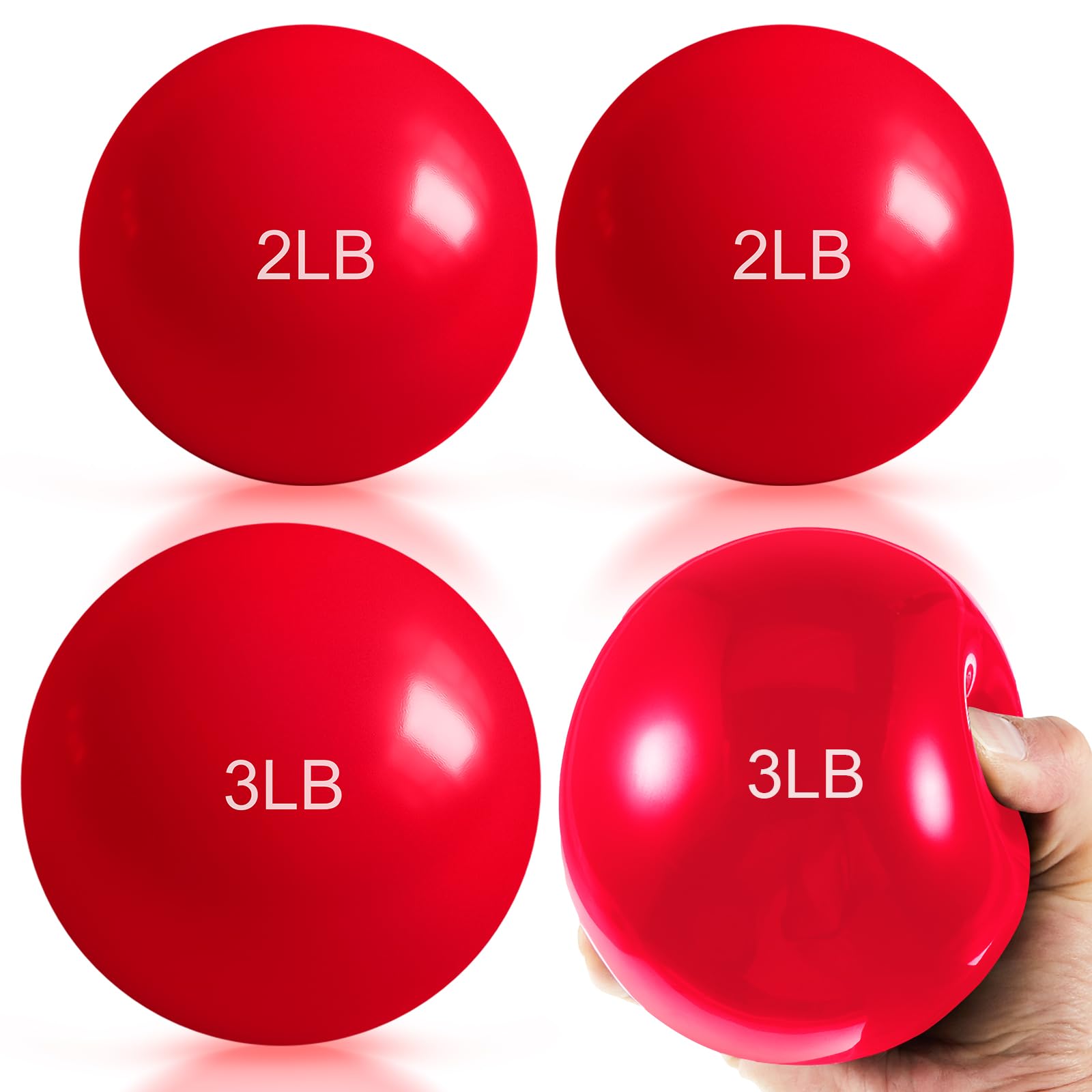 Halloscume front view of red sand balls showing set and sizes for versatile workouts