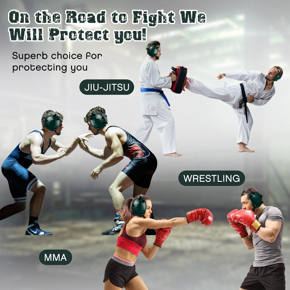 Halloscume headgear on training mat showing in-use protection during practice