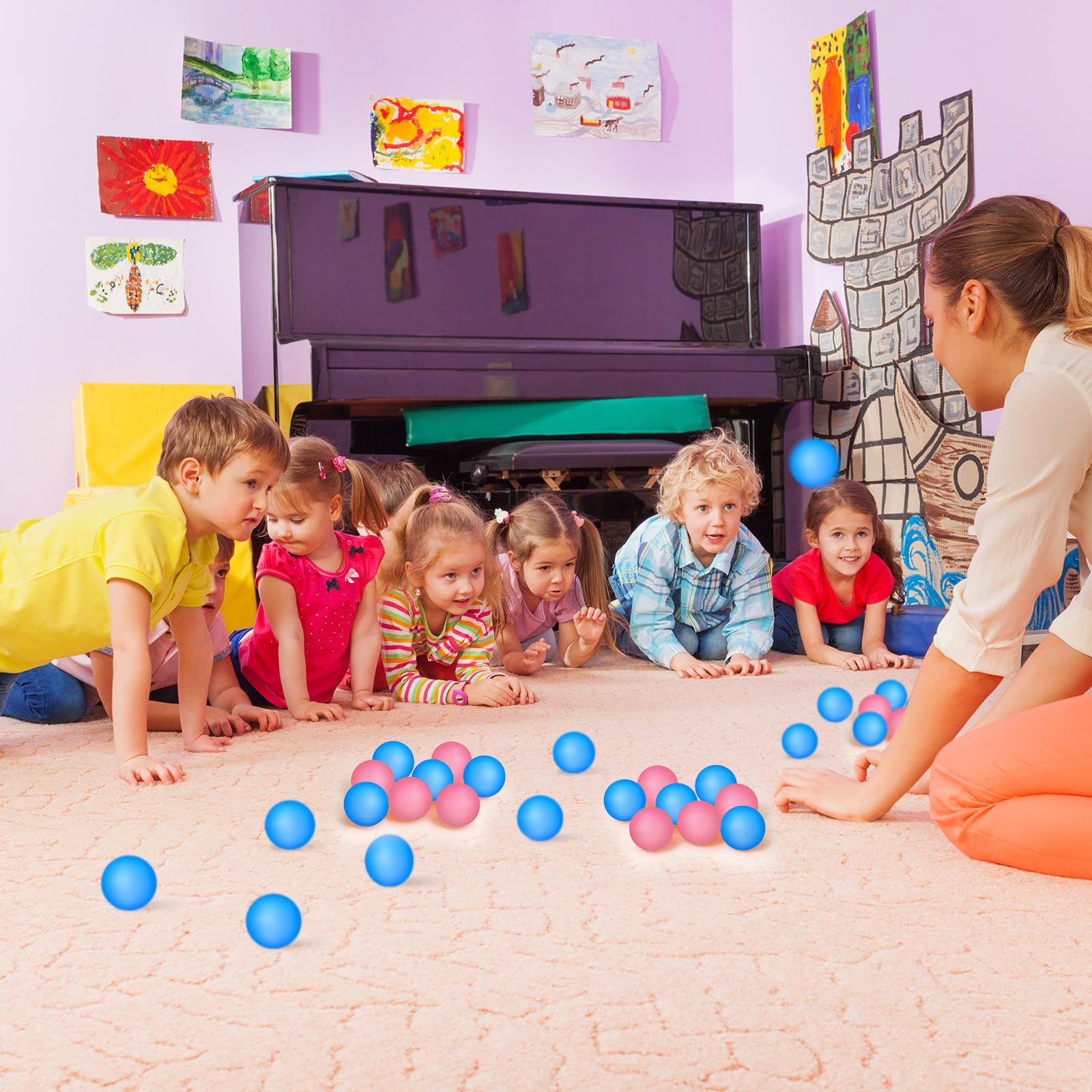 Hanaive balls used in classroom counting activity, bright colors aid learning