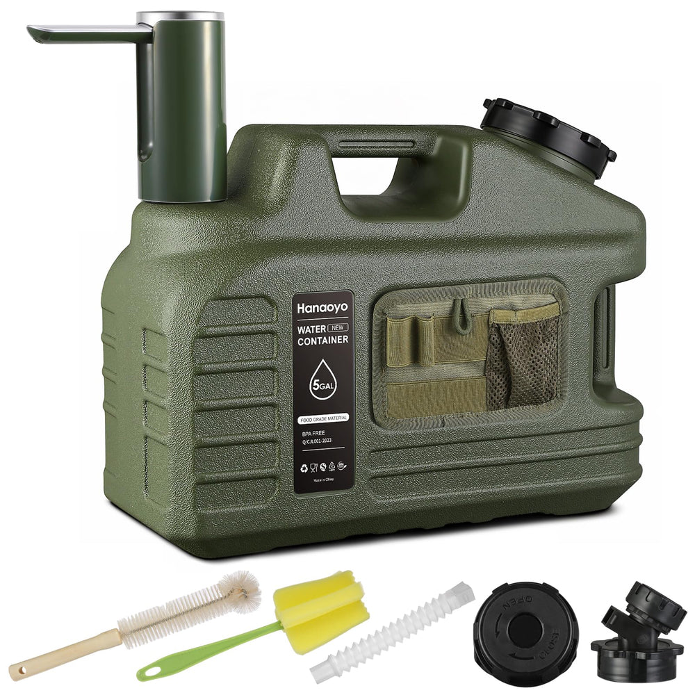 Hanaoyo front view showing full jug and pump, easy transport benefit
