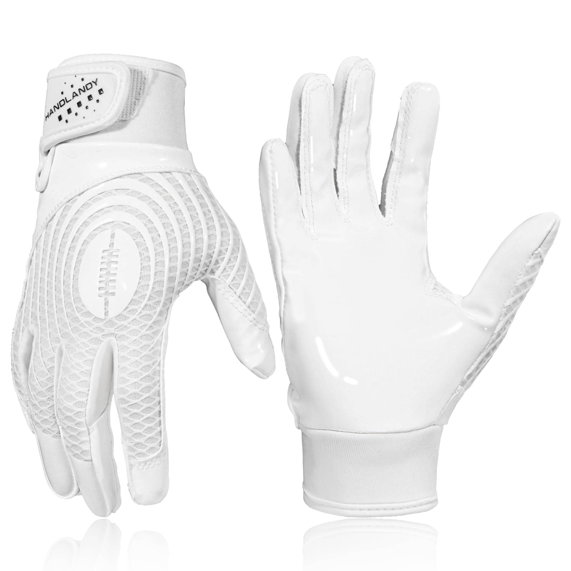 HANDLANDY cream white gloves front view showing clean design and fit for young receivers